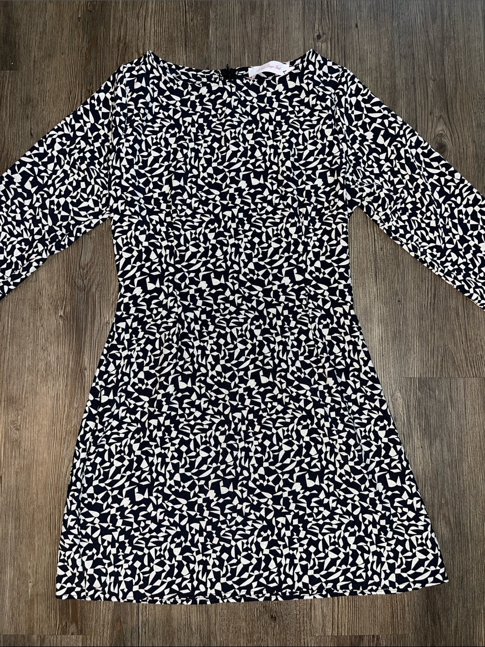 LISA SAYS GAG Navy and White Printed Long-Sleeve Dress